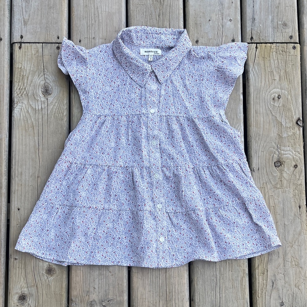 Monteau Lis Angeles Ruffle Sleeve Button Down Baby Doll Shirt Size Medium
